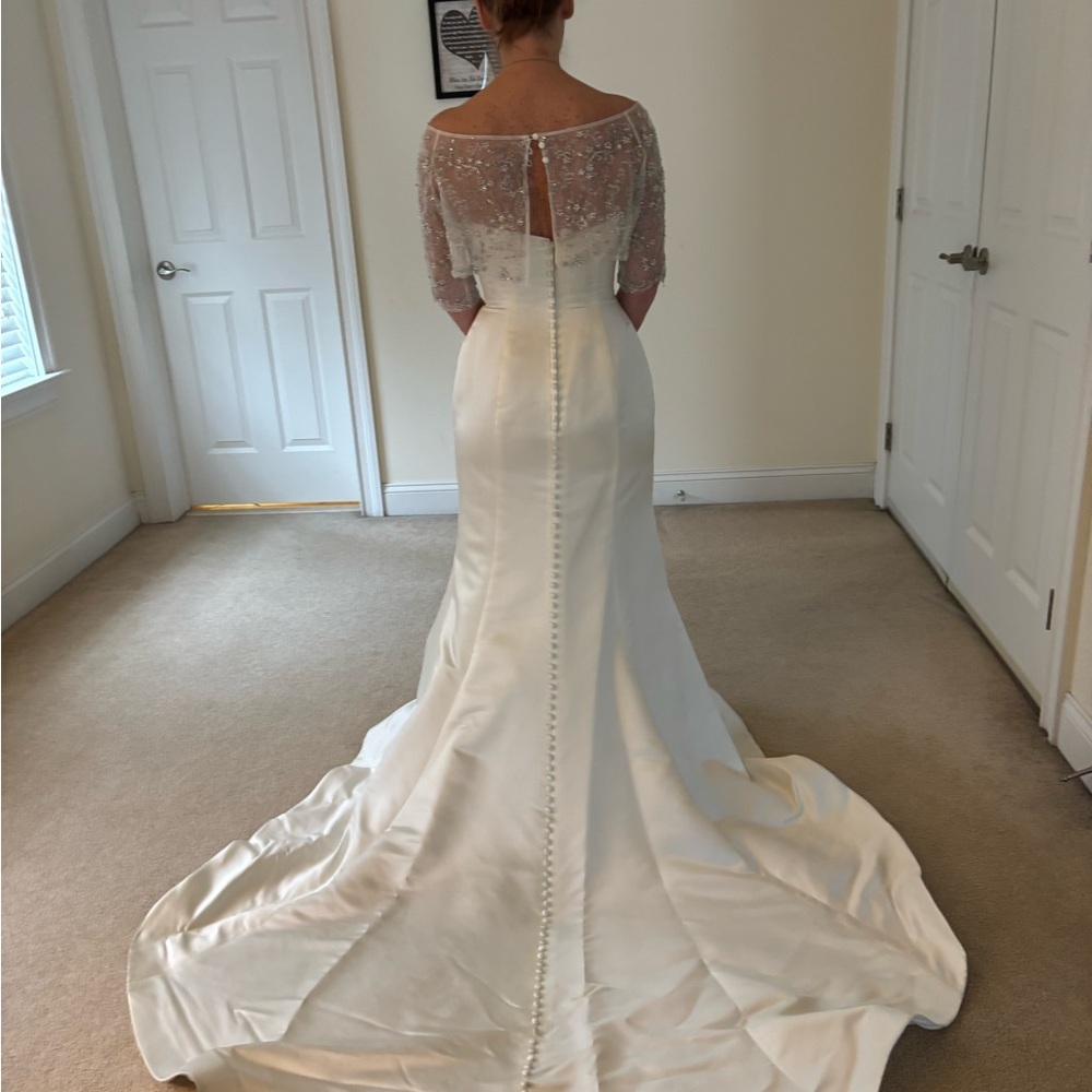 Elegant White Wedding Dress with Lace Details